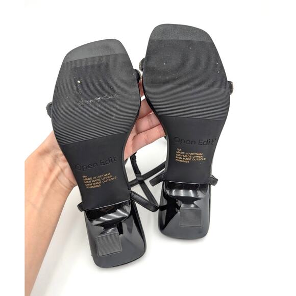 Open Edit Taytum Ankle Strap Sandal Open Toe Women's Black Size US7M EU37.5 - Picture 8 of 16